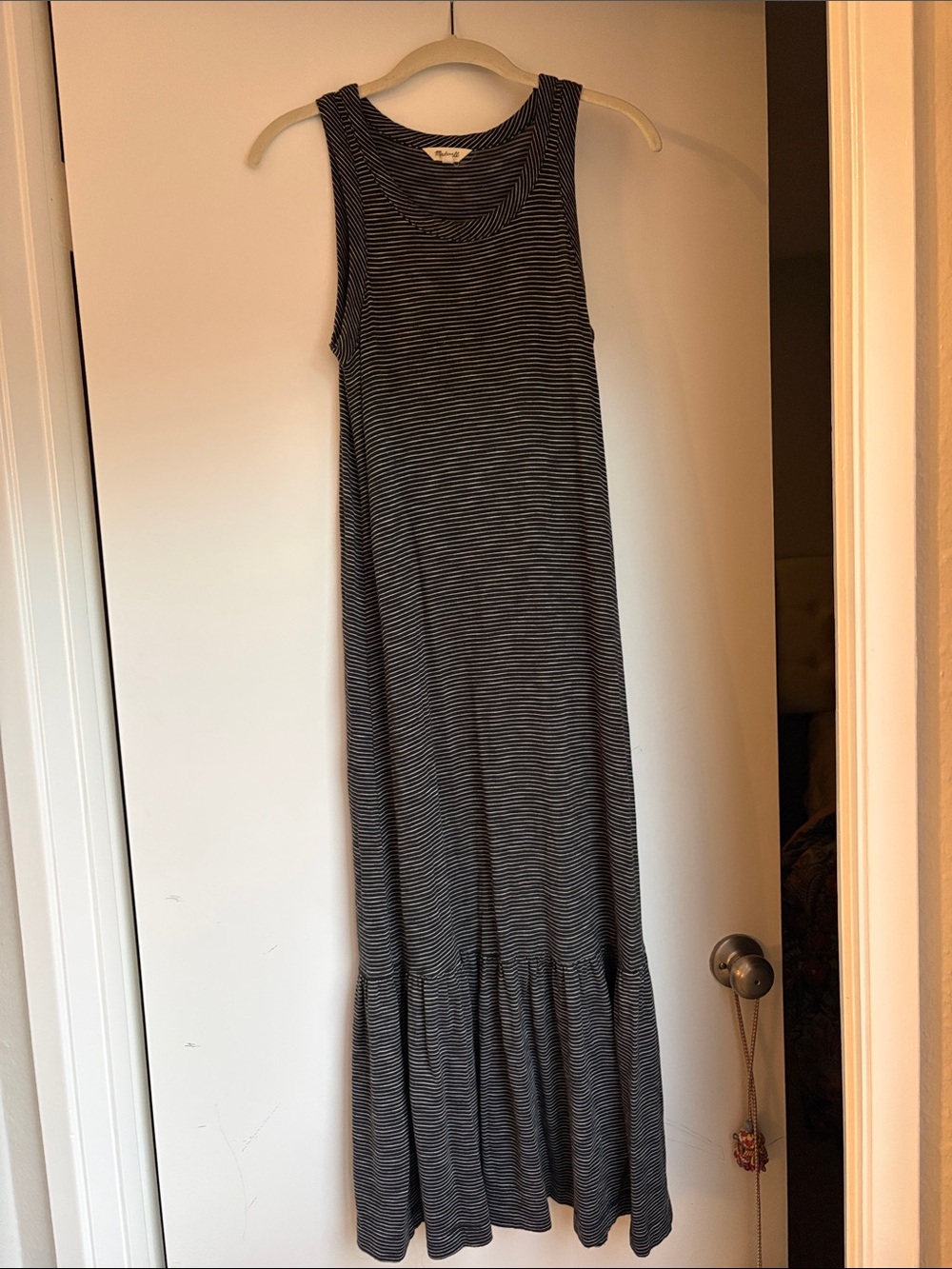 Madewell Black and White Striped Maxi Tank Dress